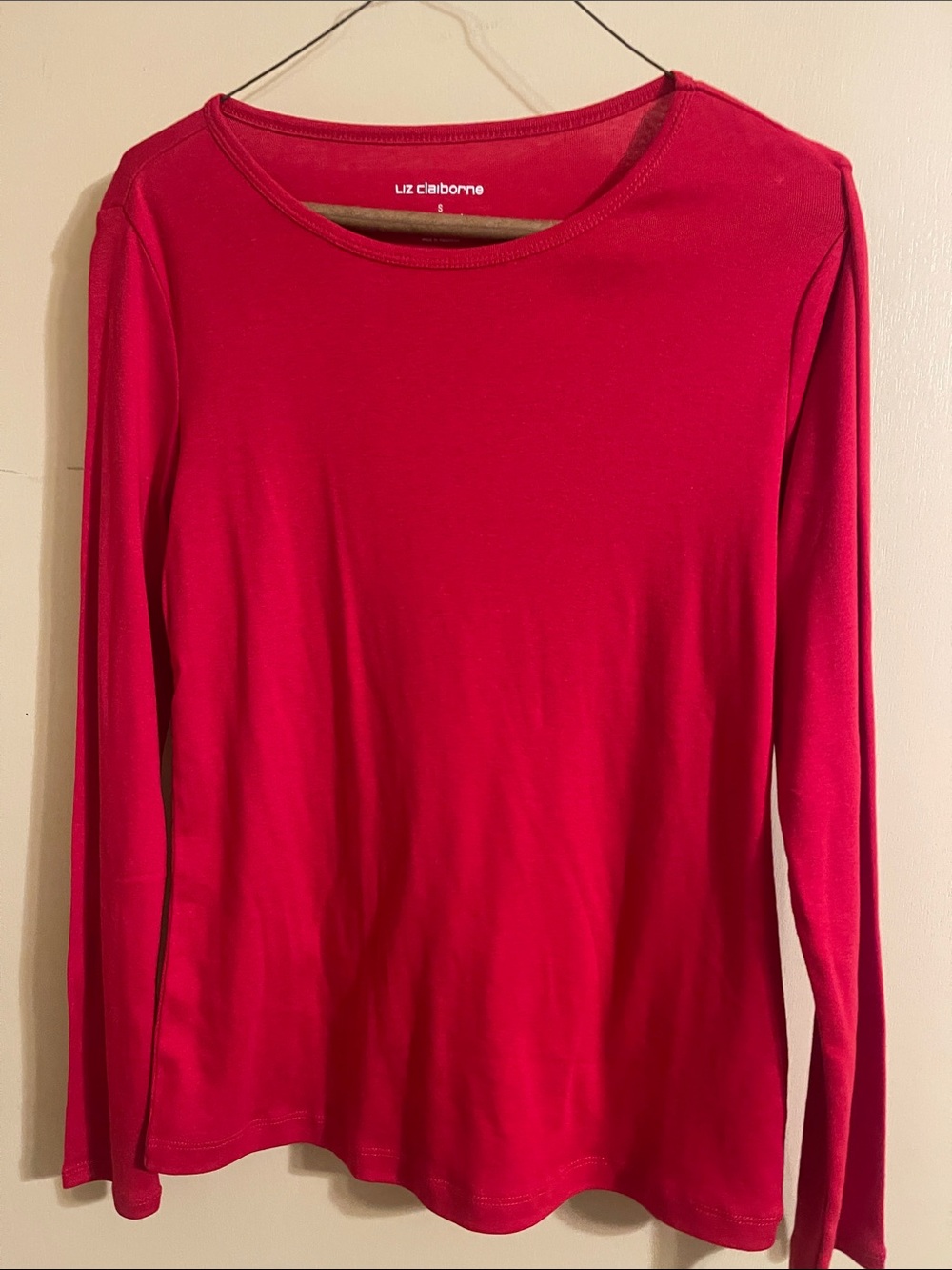 Liz Claiborne Women's Long-Sleeve Crewneck Top - Bright Red